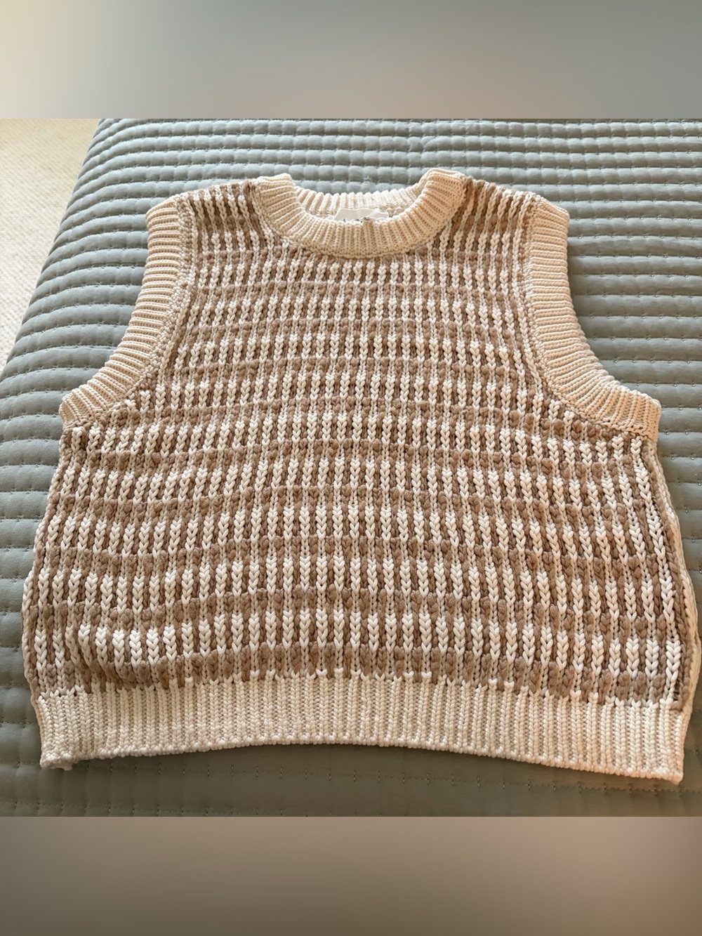 Ba&sh Sleeveless Knit Sweater Vest in Beige and Cream made in Italy